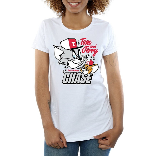 Tom och Jerry Dam/Dam Katt & Mus Chase Bomull T-shirt L White L