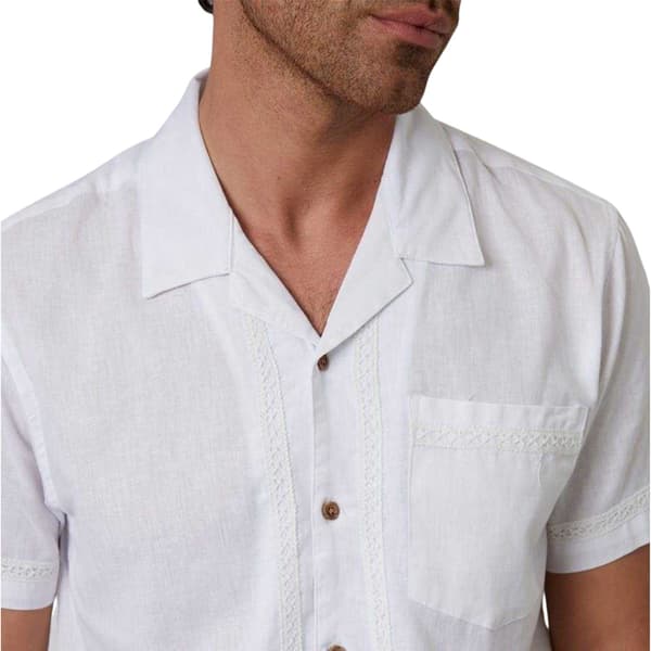Threadbare Herr Kortärmad Skjorta med Virkad Kant L Vit White L