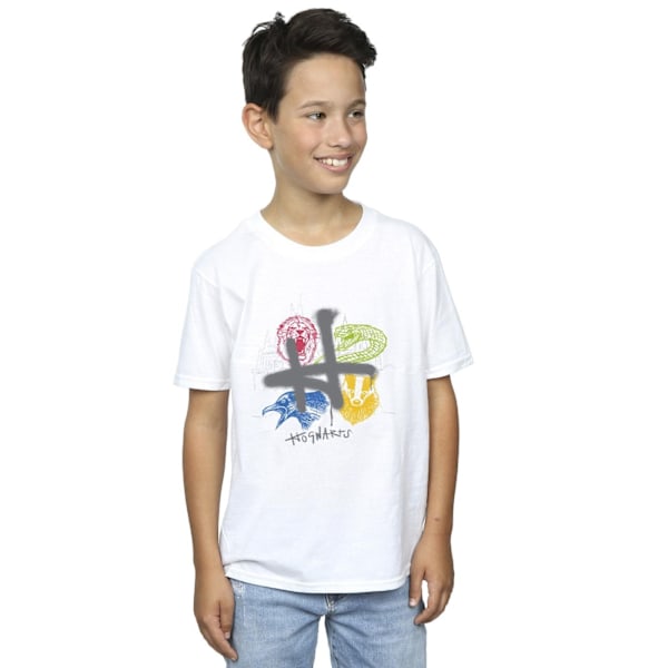 Harry Potter Boys Emblems H Spray T-shirt 3-4 år Vit White 3-4 Years