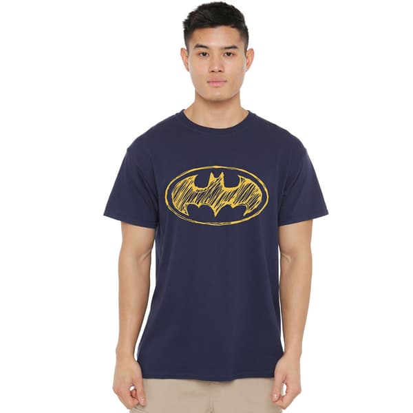 Batman Herr Scribble Logo T-Shirt M Marinblå Navy M