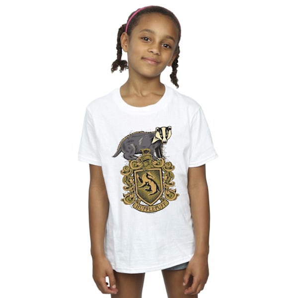 Harry Potter T-shirt för flickor med Hufflepuff-vapenskölden, bomull, 7-8 år White 7-8 Years