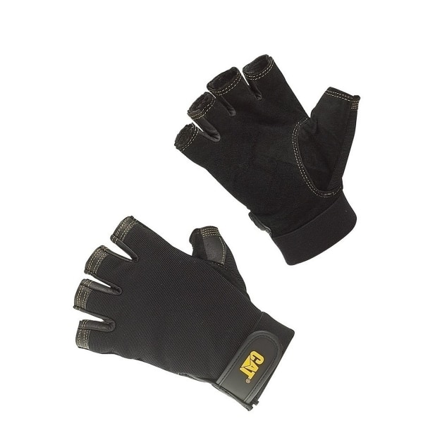 Caterpillar 12202 Reversed Half Finger Pig Skin Gloves / Mens G Black Medium