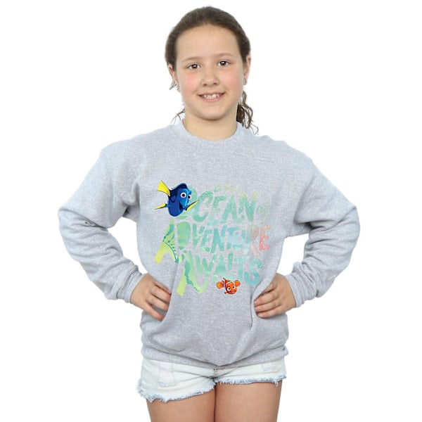 Finding Dory Tjejers Ocean Adventure Sweatshirt 7-8 År Sport Sports Grey 7-8 Years