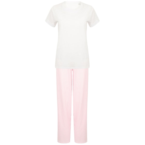 Towel City Dam/Damrandig Pyjamas Set XXL Vit/Rosa White/Pink XXL