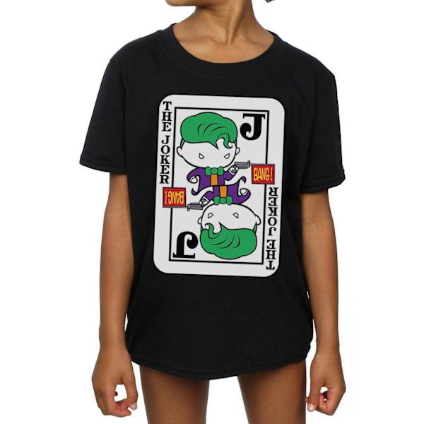 DC Comics Girls Chibi Joker Playing Card Bomull T-shirt 7-8 år Black 7-8 Years