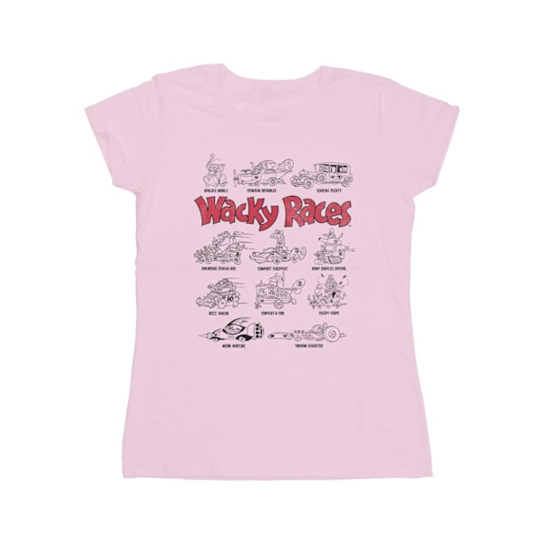 Wacky Races Dam/Dam Car Lineup Bomull T-shirt L Baby Rosa Baby Pink L