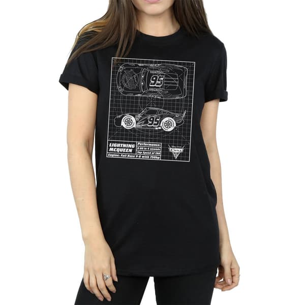 Disney Dam/Dam Bilar Blixten McQueen Ritning Bomull Bo Black M