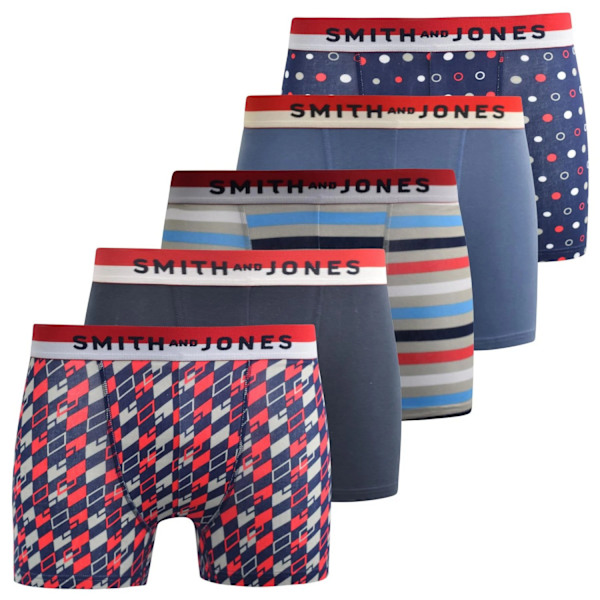 Smith & Jones Nellary Herr Boxershorts med Blandade Mönster (Förpackning Multicoloured M