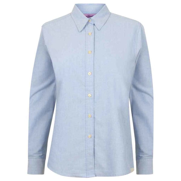 Henbury Dam/Damer Oxford Klassisk Långärmad formell skjorta Blue 8 UK