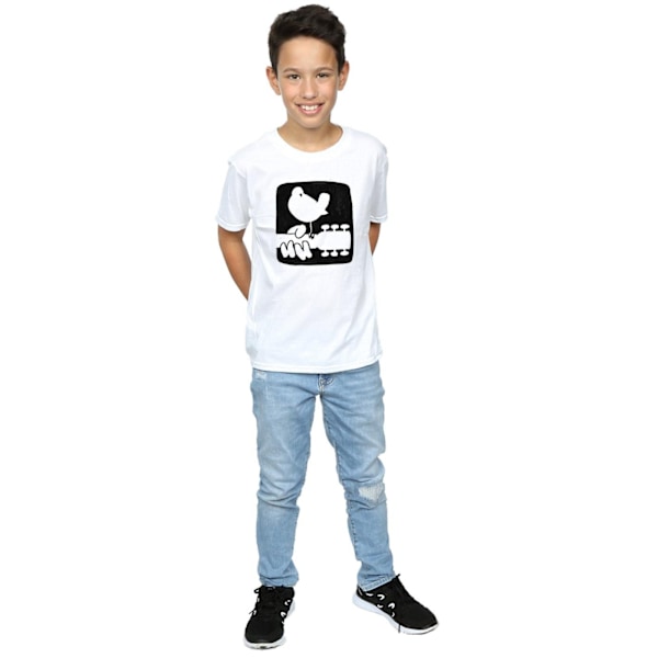 Woodstock Boys Guitar Logo T-Shirt 12-13 år Vit White 12-13 Years