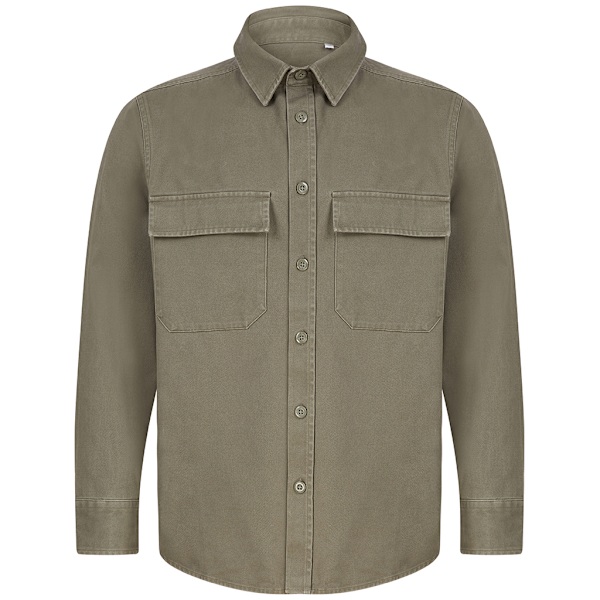 Front Row Herr Bomull Drill Overshirt S Khaki Khaki S