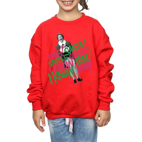 Elf Girls Santa´s Coming Sweatshirt 9-11 År Röd Red 9-11 Years