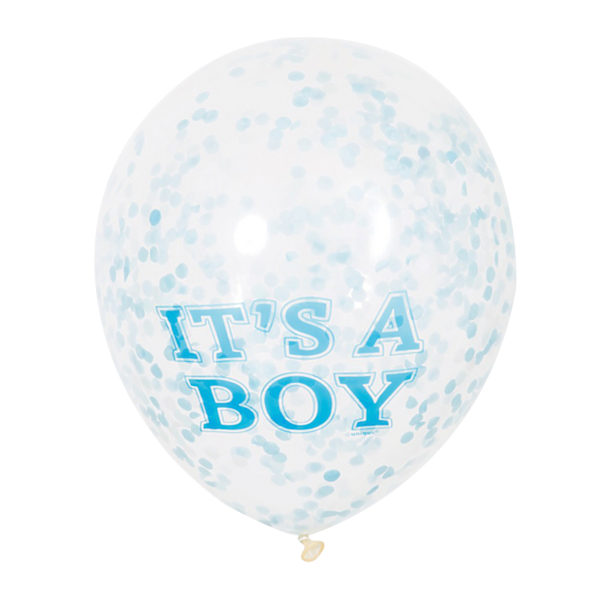 Unika festartiklar It's A Boy Konfettiballonger (6-pack) 12 tum Blå Blue 12 inches