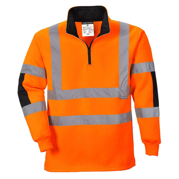 Portwest Herr Xenon Hi-Vis Safety Rugby Shirt M Orange Orange M