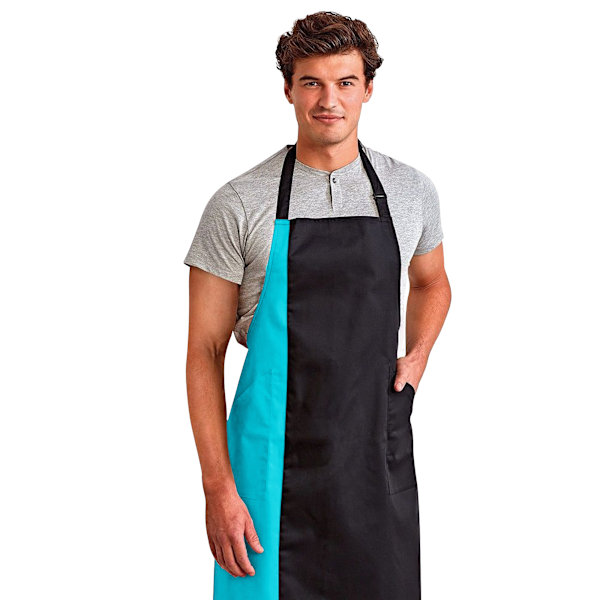 Premier Unisex Kontrastfärgad Arbetsförkläde Haklapp En Storlek Svart/Turkos Black/ Turquoise One Size