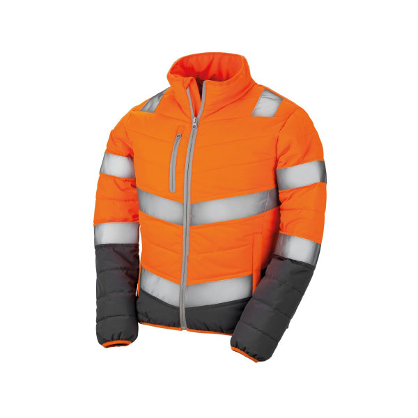 Resultat Safeguard Dam/Dam Mjuk vadderad säkerhetsjacka M Fluo Fluorescent Orange/Grey M