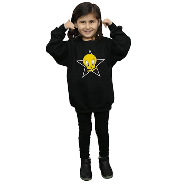 Looney Tunes Girls Tweety Pie Star Sweatshirt 5-6 år Svart Black 5-6 Years