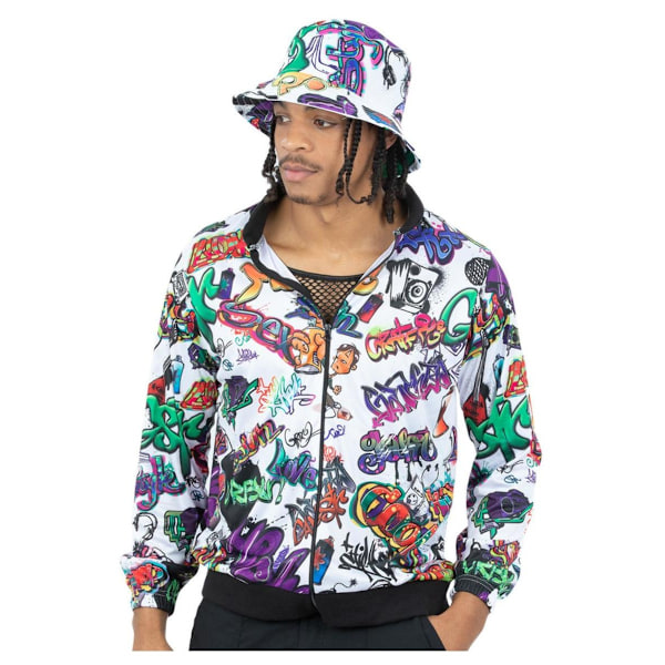 Smiffys Unisex Vuxen 90-tals Hip Hop Graffiti Jacka S Flerfärgad Multicoloured S