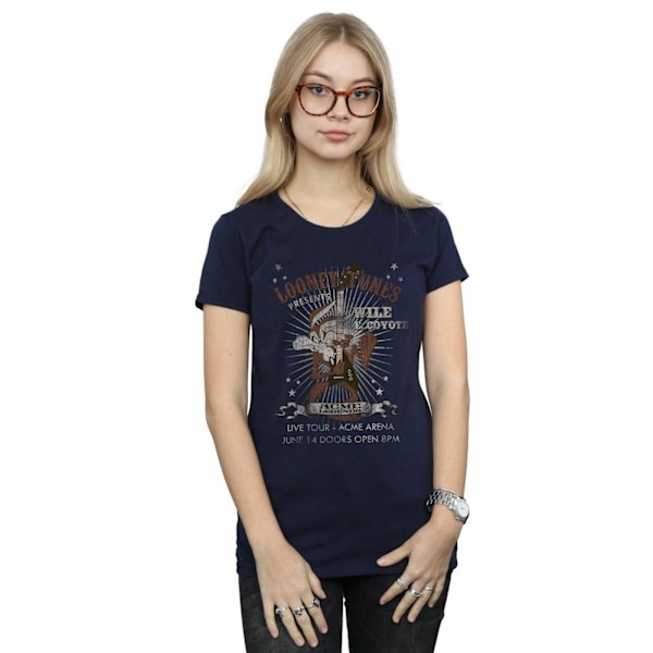 Looney Tunes Dam/Damer Wile E Coyote Gitarr Bomull T-shirt Navy Blue M