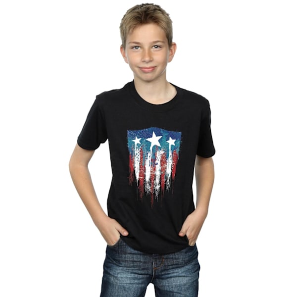 Marvel Boys Captain America Flag Shield T-shirt 7-8 år Svart Black 7-8 Years