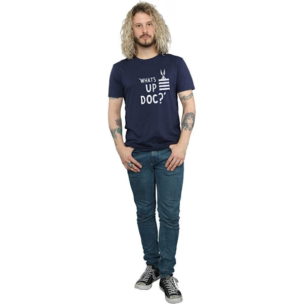 Looney Tunes Herr Vad Säger Du Doc Bugs Bunny Randig Bomull T-shirt Navy Blue 3XL
