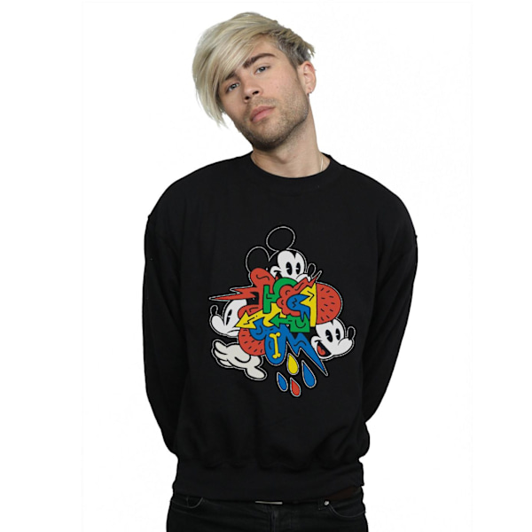 Disney Herr Mickey Mouse Vintage Arrows Sweatshirt 4XL Svart Black 4XL