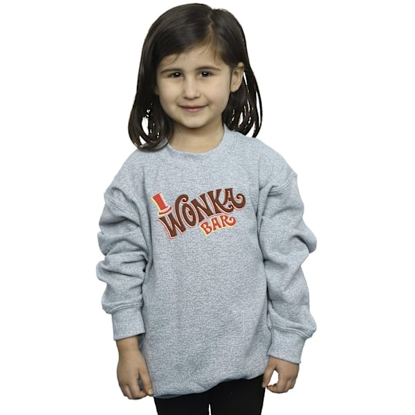 Willy Wonka Girls Bar Logo Sweatshirt 3-4 år Sports Grey Sports Grey 3-4 Years