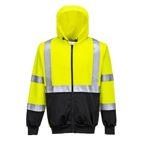 Portwest Herr Kontrast Hi-Vis Hoodie med dragkedja 5XL Gul/Svart Yellow/Black 5XL