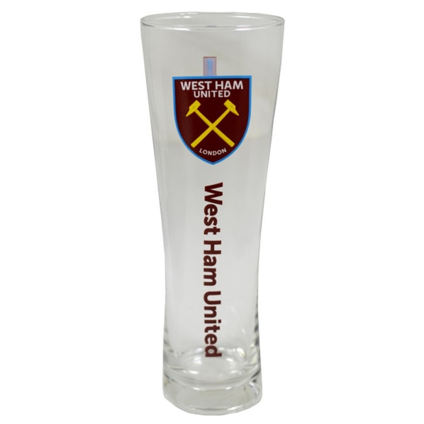 West Ham United FC Official Wordmark Crest Peroni Pint Glass On Clear One Size