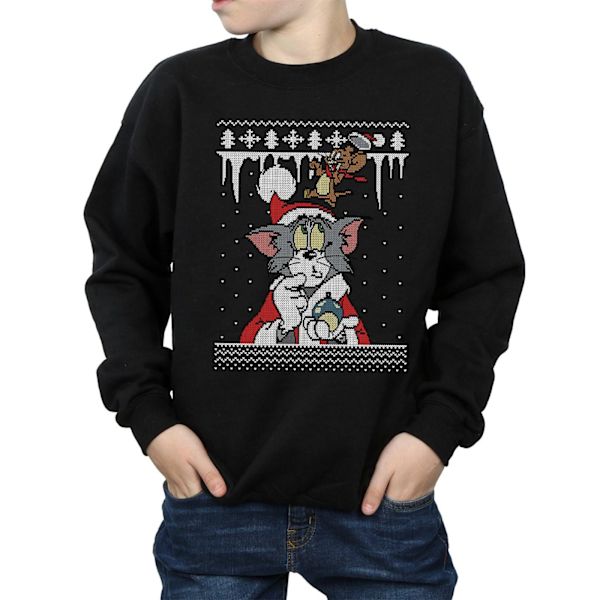 Tom And Jerry Pojkar Jul Fair Isle Sweatshirt 7-8 År Bla Black 7-8 Years