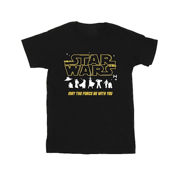 Star Wars T-shirt i bomull med silhuetter av tjejer, 9-11 år, svart Black 9-11 Years