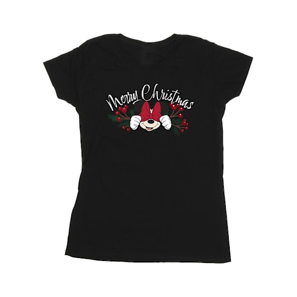 Disney Dam/Kvinnor Minnie Mouse Jul Holly Bomull T-Shir Black XL