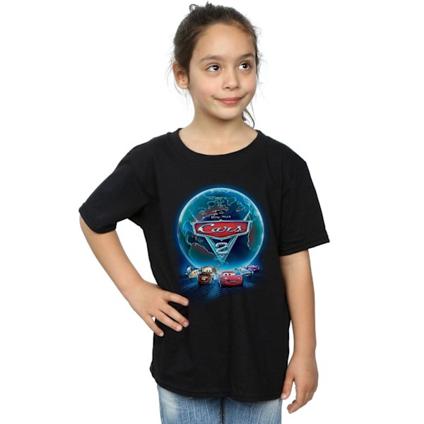 Disney Girls Cars Globe Movie Poster Bomull T-shirt 12-13 år Black 12-13 Years