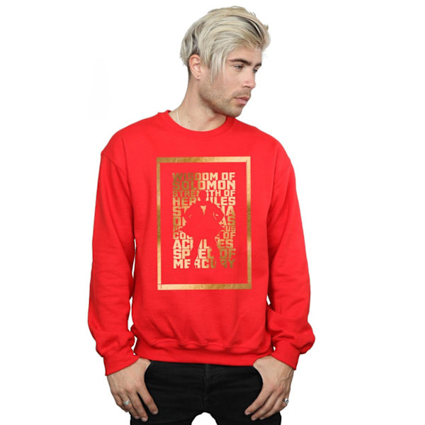 DC Comics Herr Shazam Guld Text Sweatshirt 4XL Röd Red 4XL