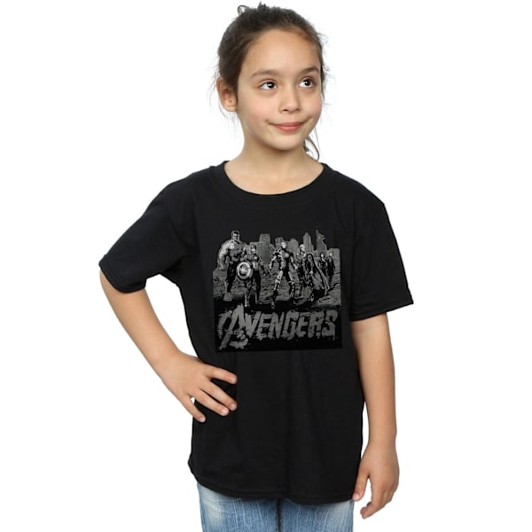 Marvel Girls Avengers Mono Team Art Bomull T-shirt 12-13 år Black 12-13 Years