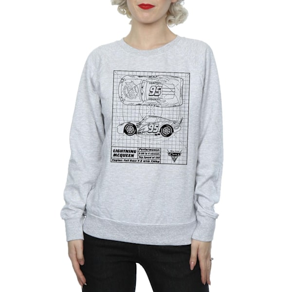 Disney Dam/Kvinnor Bilar Blixten McQueen Ritning Sweatshirt Heather Grey S