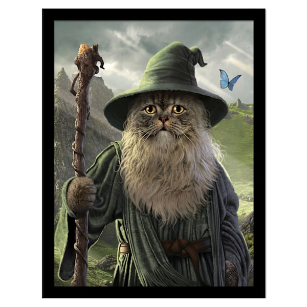Vincent Hie Catdalf inramad affisch 30cm x 40cm Grön/Grå Green/Grey 30cm x 40cm