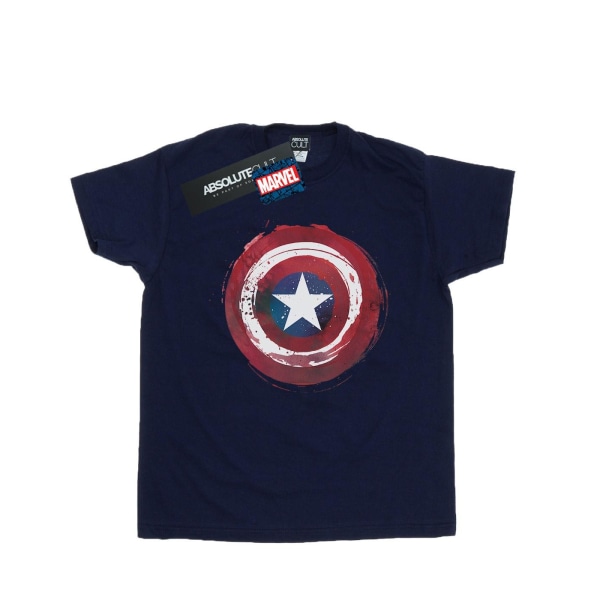 Marvel Girls Captain America Splatter Shield bomull T-shirt 7-8 Navy Blue 7-8 Years