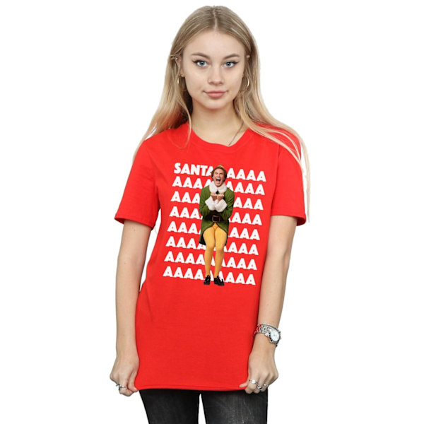 Elf Dam/Damer Buddy Santa Scream Bomull Boyfriend T-Shirt S Red S