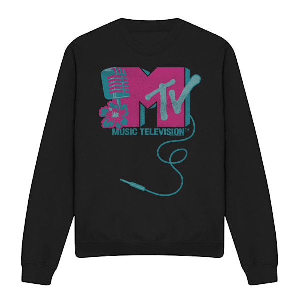 MTV Unisex Vuxen Mikrofon Logotyp Sweatshirt M Svart Black M