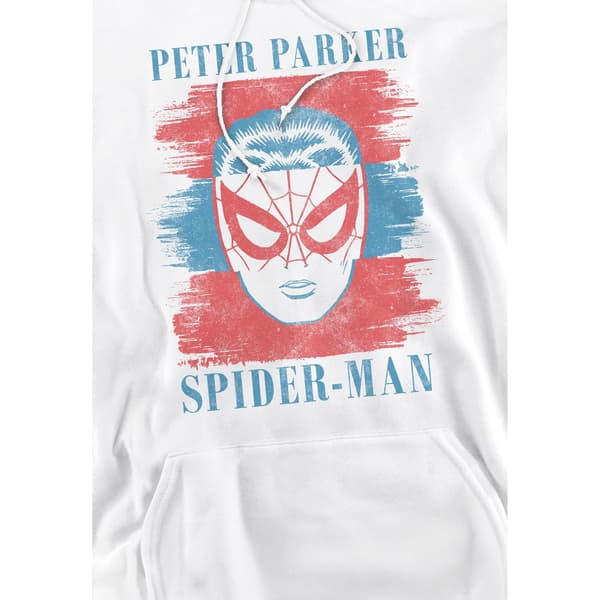 Spider-Man Herr Peter Parker Randig Hoodie L Vit White L