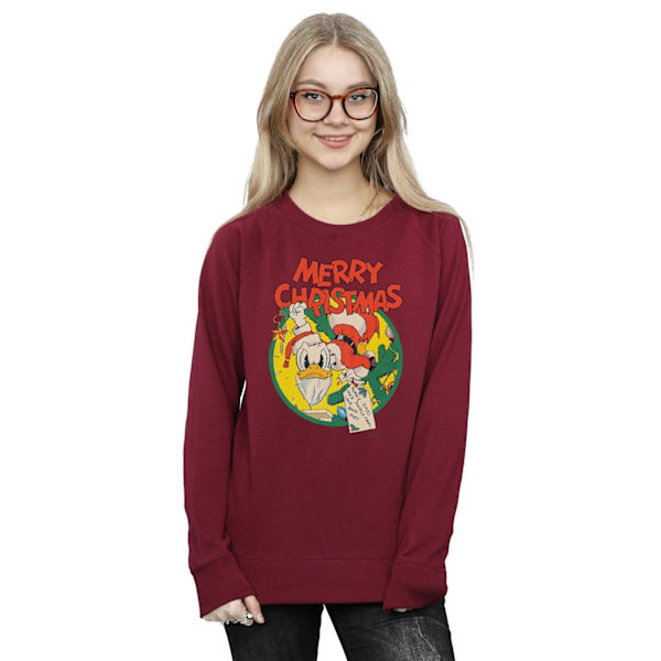 Disney Dam/Kvinnor Kalle Anka God Jul Sweatshirt XXL Burgundy XXL