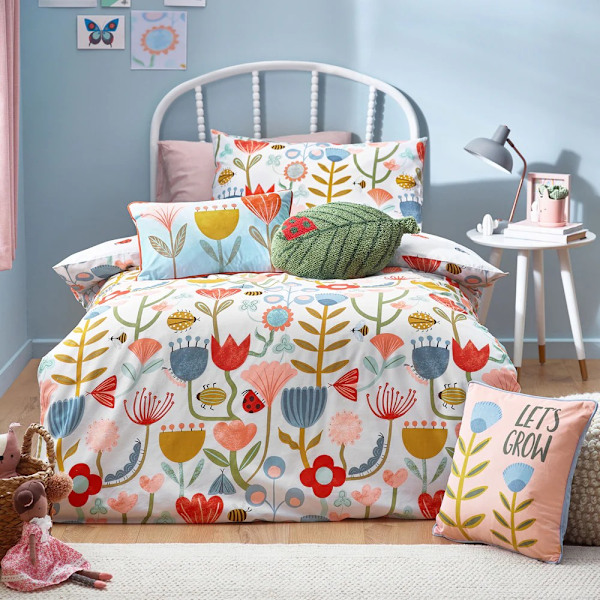 Little Furn Little Nature Blommig Täcke Set Toddler Multi Multicoloured Toddler