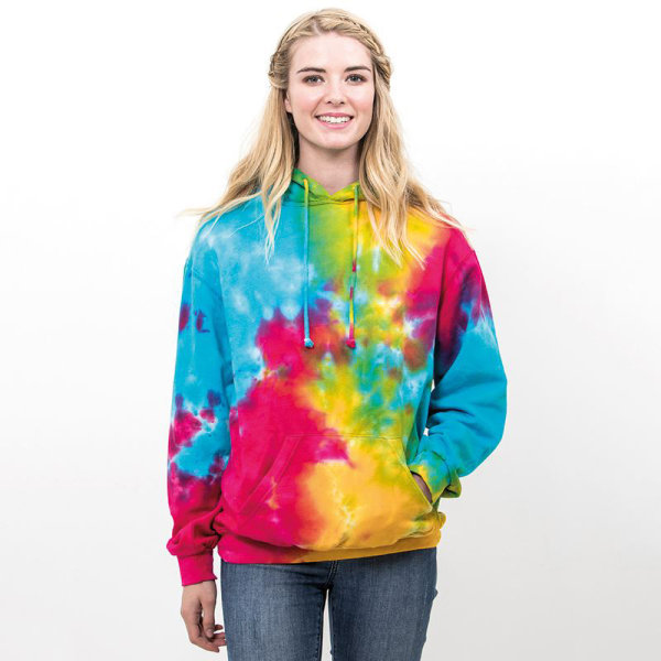 Colortone Unisex Rainbow Tie Dye Pullover Hoodie S Multi Rainbo Multi Rainbow S