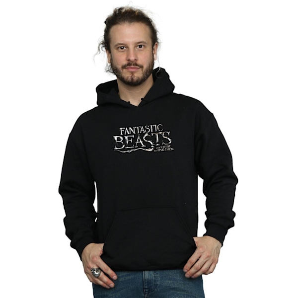 Fantastic Beasts Text Logo Hoodie XXL Svart Black XXL