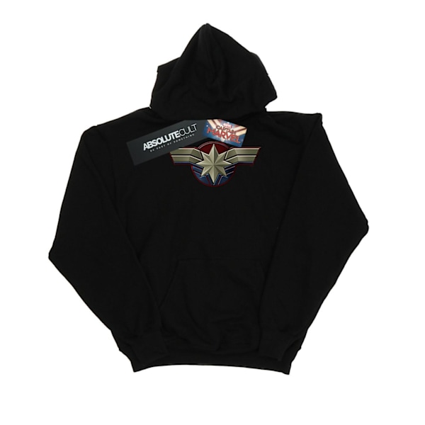 Marvel Dam/Kvinnor Captain Marvel Bröst Emblem Hoodie S Svart Black S