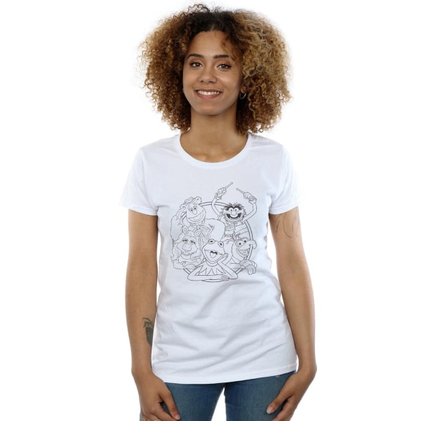 Disney Womens/Ladies The Muppets Group Line Art T-shirt i bomull White XXL