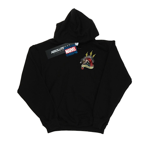 Marvel Girls Thor Tattoo Brösttryck Hoodie 9-11 År Svart Black 9-11 Years