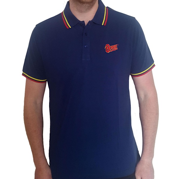 David Bowie Unisex Vuxen Flash Logo Polotröja M Marinblå Navy Blue M