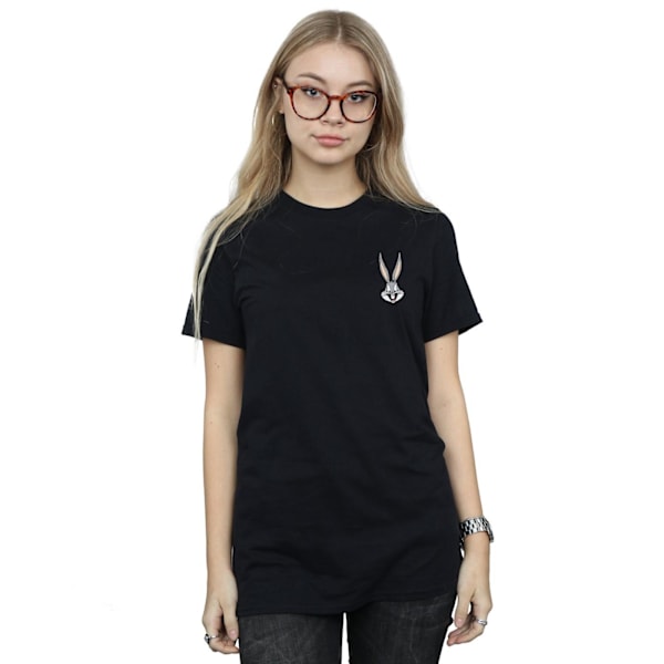 Looney Tunes Dam/Damer Bugs Bunny Brösttryck Bomull Pojkvän Black M